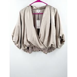 Seed Heritage Blouse Women's SZ 16 NWT evening crop satin draped elasticized hem